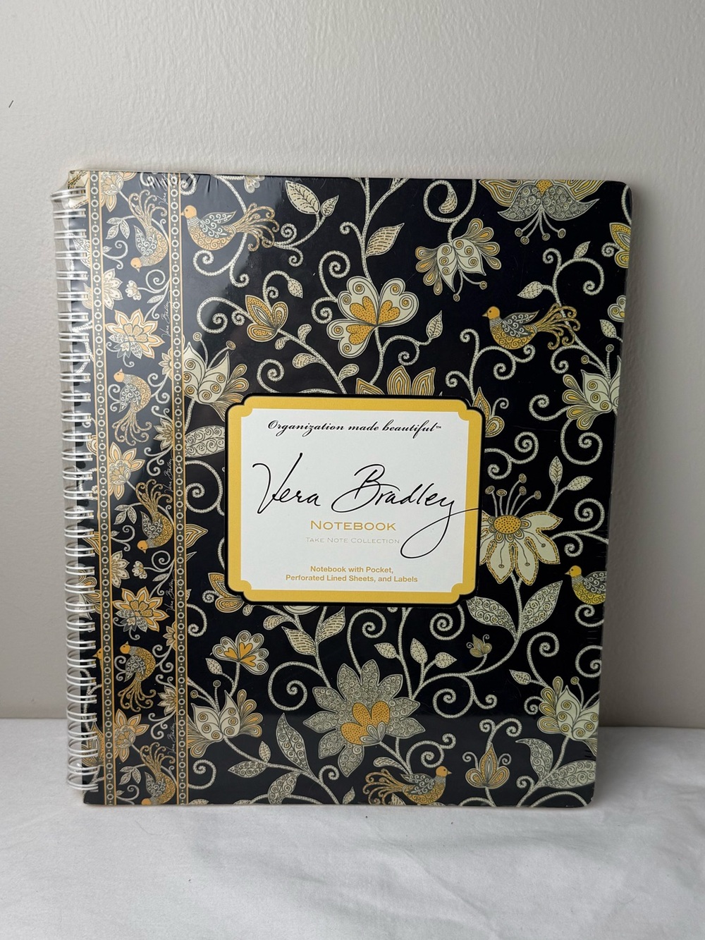 NWT Vera Bradley Yellow Bird Large Notebook with Labels RETIRED RARE New